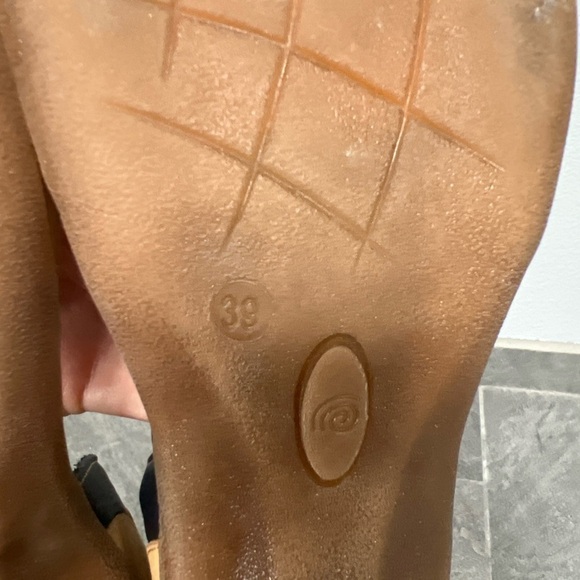 Clamp Women’s Open‎ Toe Leather Comfort Sandal Heels Tan & Navy - Picture 10 of 10